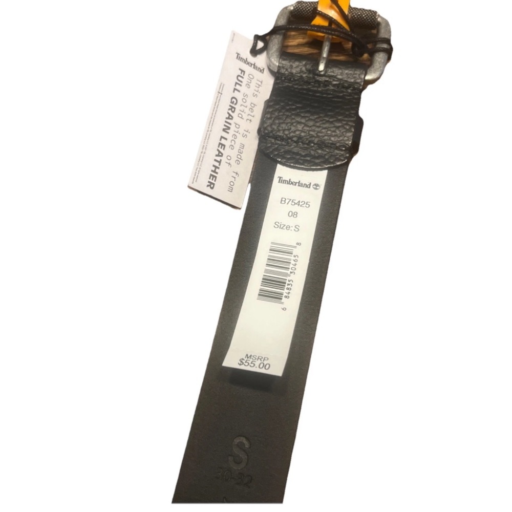 Timberland Belt Men's 100% LEATHER 37" Long 1.5" Wide BLACK Thick Small 30/32 - Picture 2 of 4